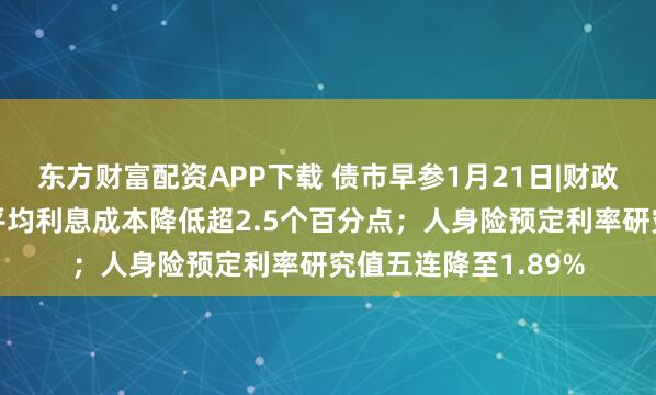 东方财富配资APP下载 债市早参1月21日|财政部：我国地方债务平均利息成本降低超2.5个百分点；人身险预定利率研究值五连降至1.89%